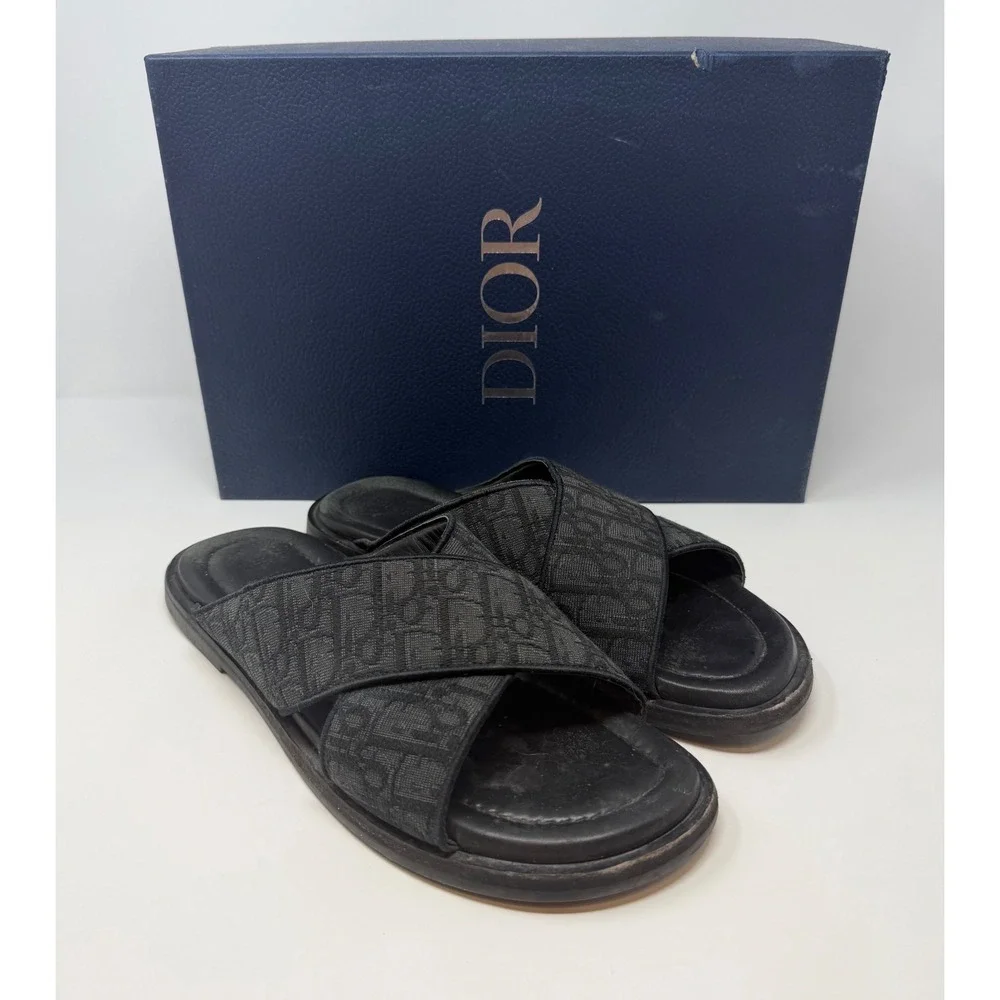 Dior Alias Oblique Jacquard Sandal Black Size 12 US 45 EU